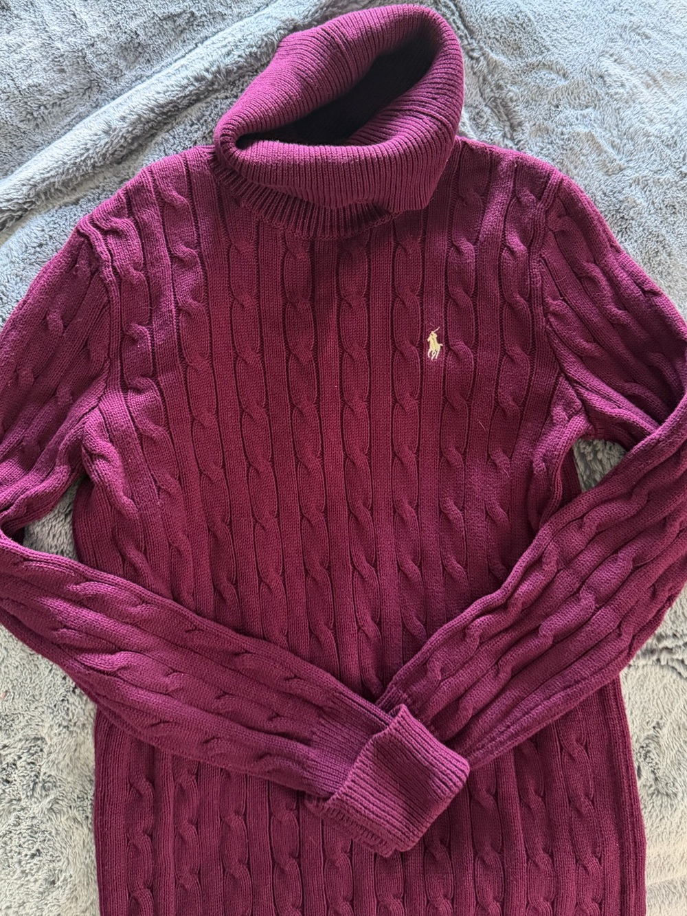 Vintage Ralph Lauren sport Wine Cable-Knit Turtleneck Sweater